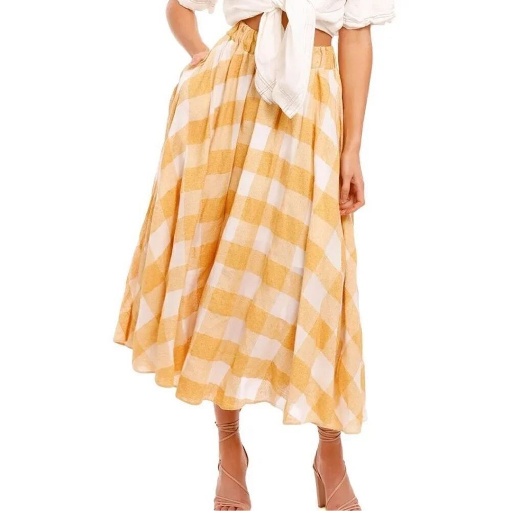 Acler Sutherland Checked Woven Full Midi Skirt - Picture 2 of 8